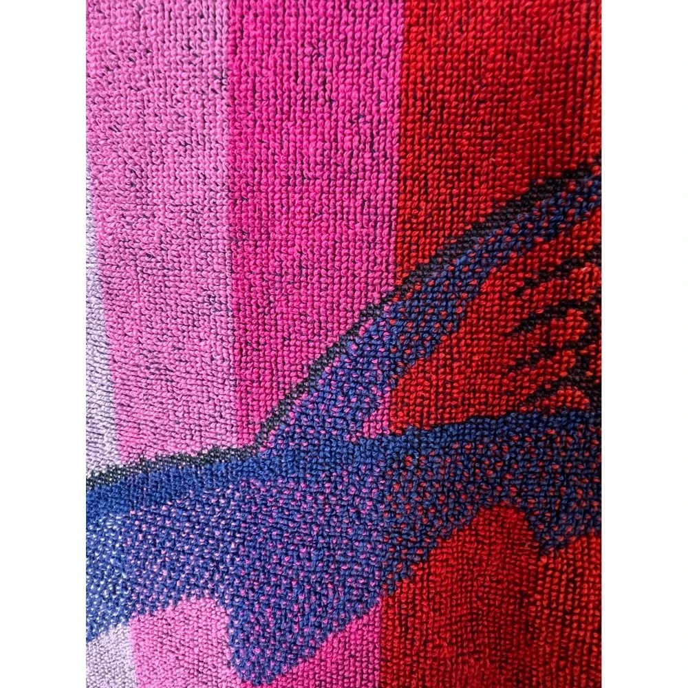 Vintage Brasilia Rainbow Dolphin Beach Towel Cotton Made in Brazil Ocean Waves